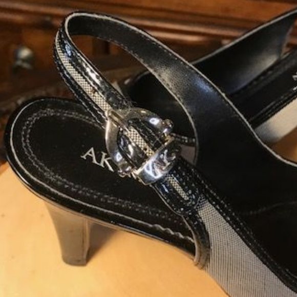 Anne Klein Micro Check Signature Open Toe Slings - Picture 5 of 9